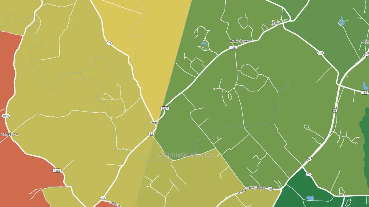 Troy, KY Map of Robbery Rates