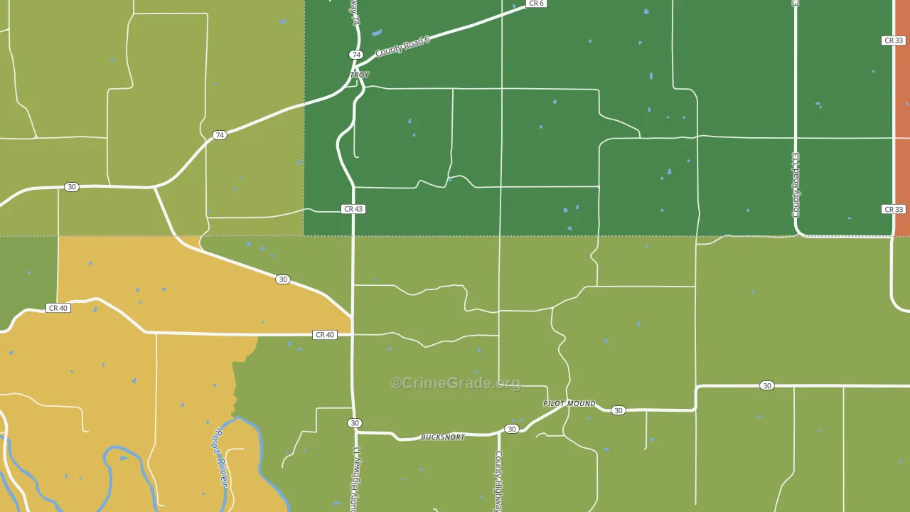 Troy, MN Map of Robbery Rates