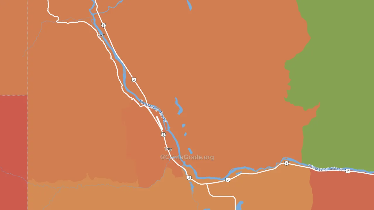 Troy, MT Map of Robbery Rates