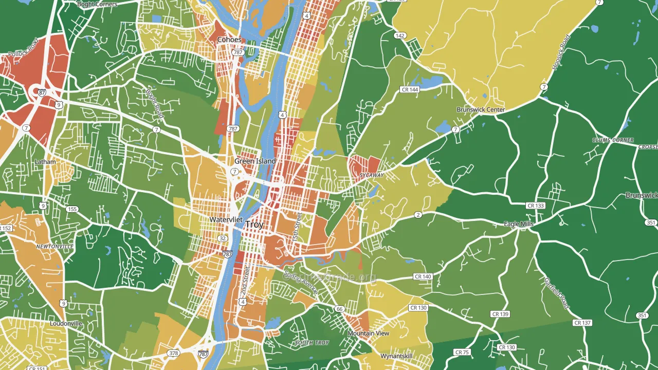 Troy, NY Map of Robbery Rates