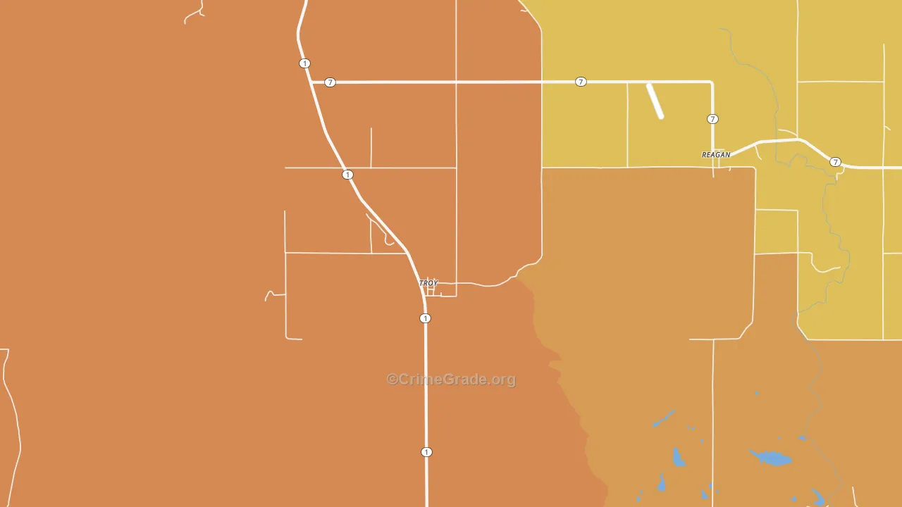Troy, OK Map of Robbery Rates