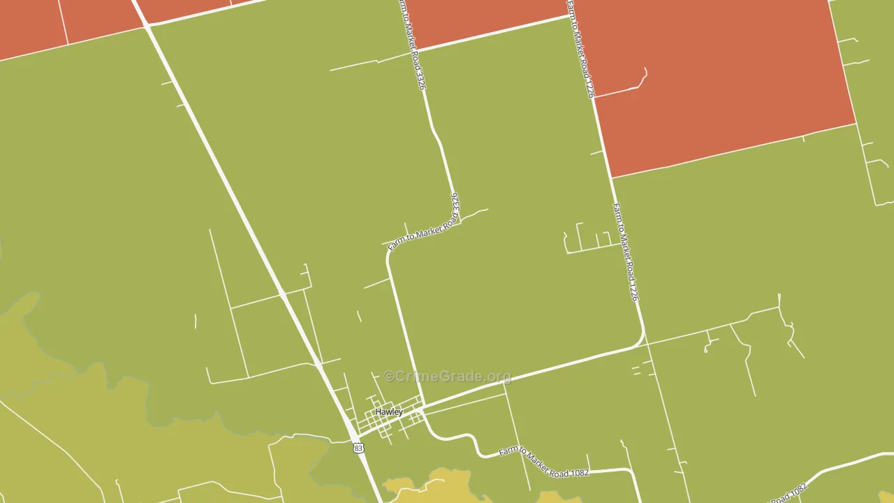 Truby, TX Map of Robbery Rates
