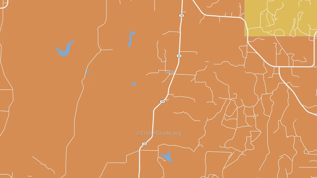 Truce, TX Map of Robbery Rates