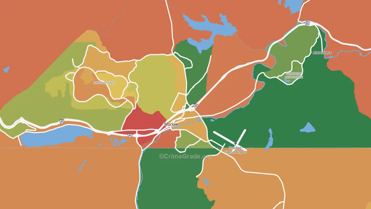 Truckee, CA Map of Robbery Rates