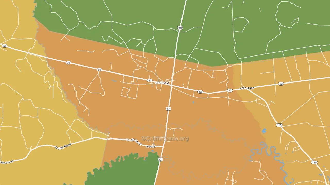 Trudie, GA Map of Robbery Rates