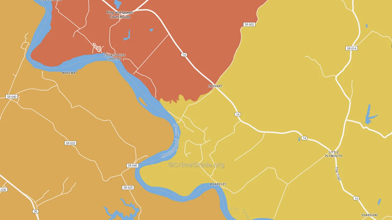 Truhart, VA Map of Robbery Rates