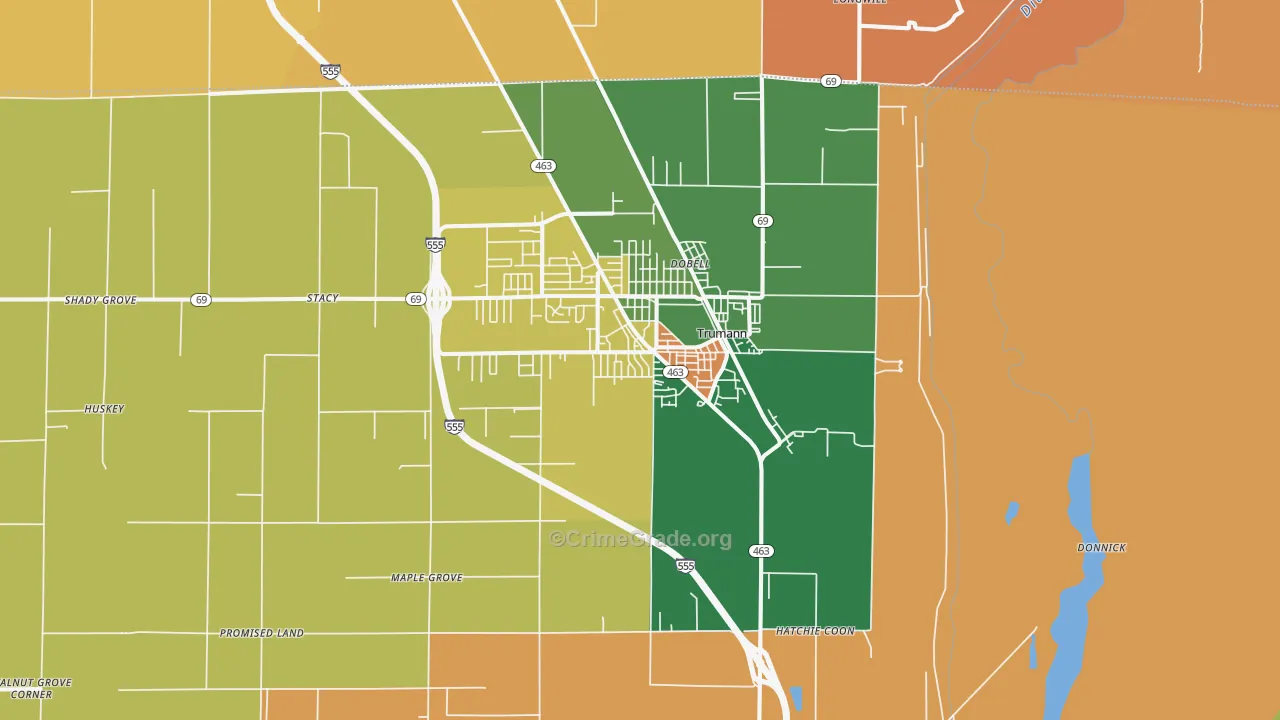 Trumann, AR Map of Robbery Rates