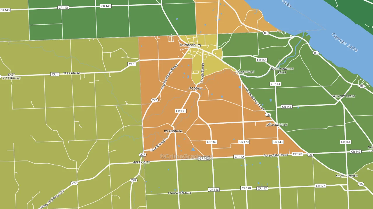 Trumansburg, NY Map of Robbery Rates