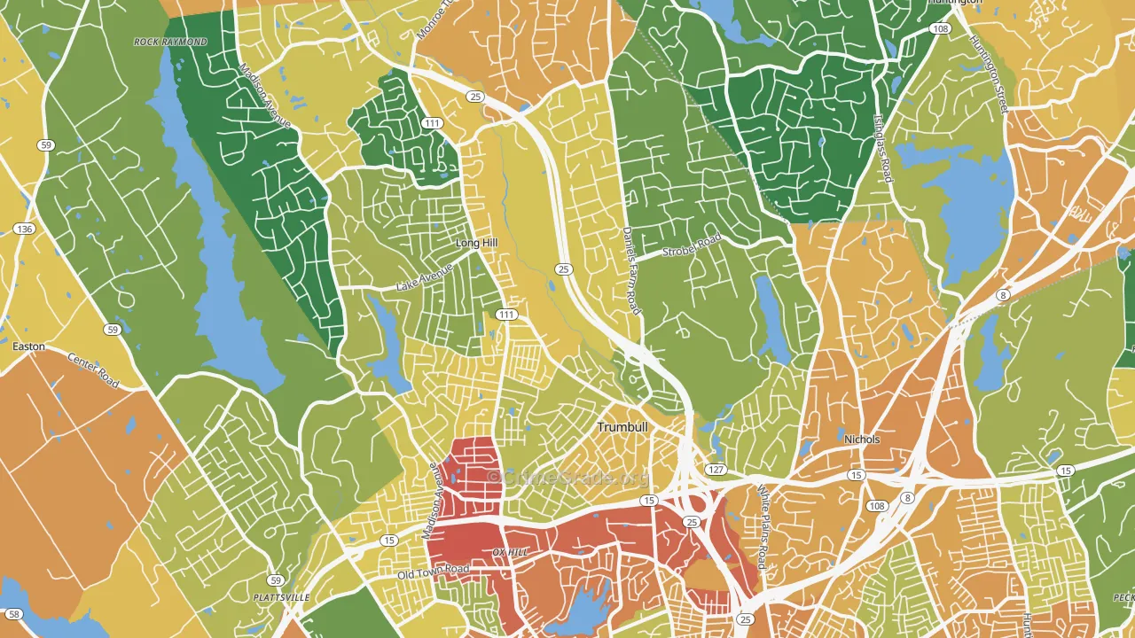 Trumbull, CT Map of Robbery Rates