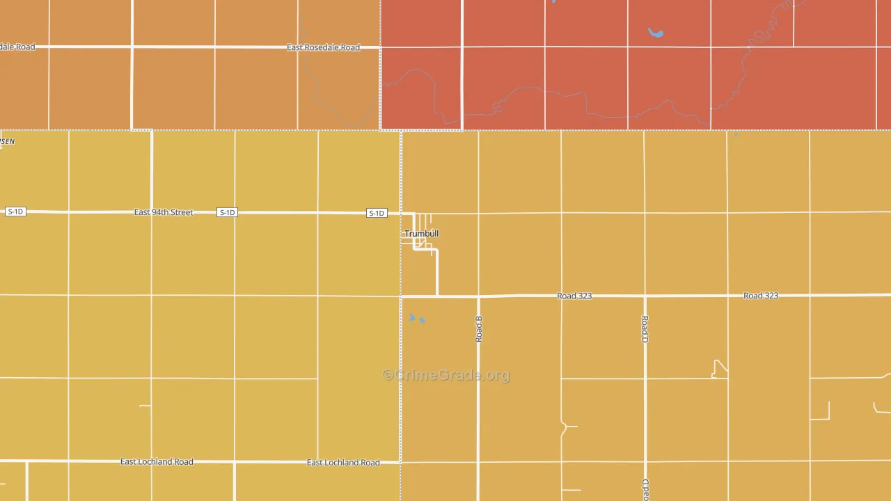 Trumbull, NE Map of Robbery Rates