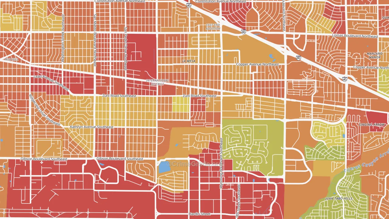 Trumbull Village, Albuquerque, NM Map of Robbery Rates