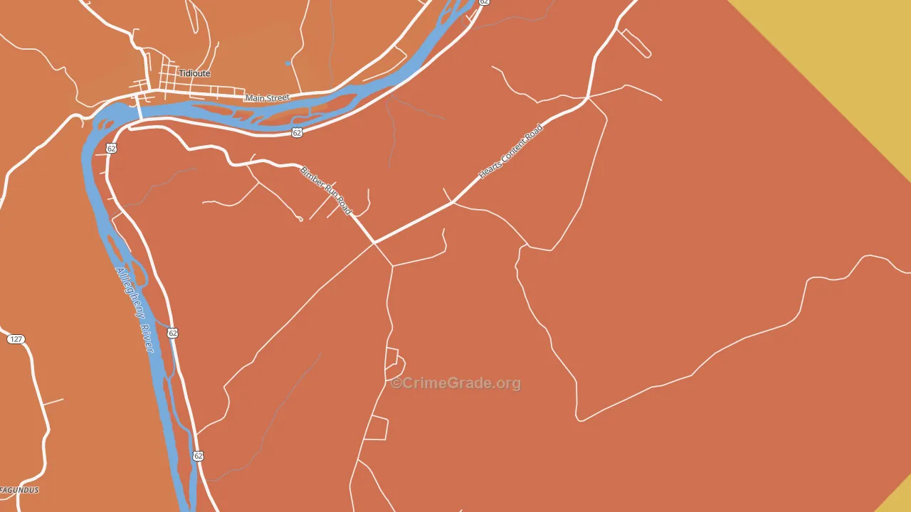 Trunkeyville, PA Map of Robbery Rates