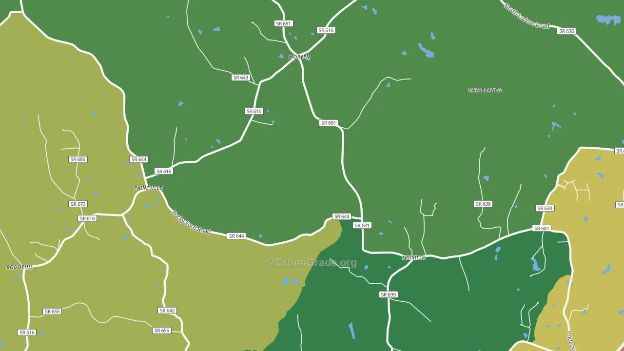 Truxillo, VA Map of Robbery Rates