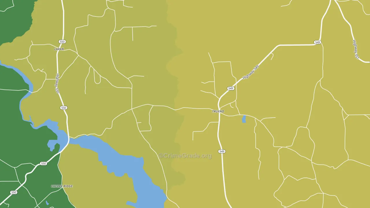 Truxno, LA Map of Robbery Rates