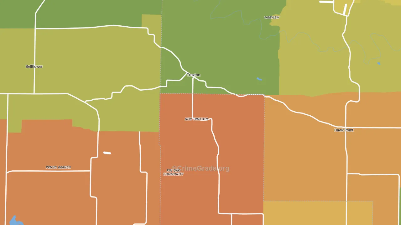 Truxton, MO Map of Robbery Rates