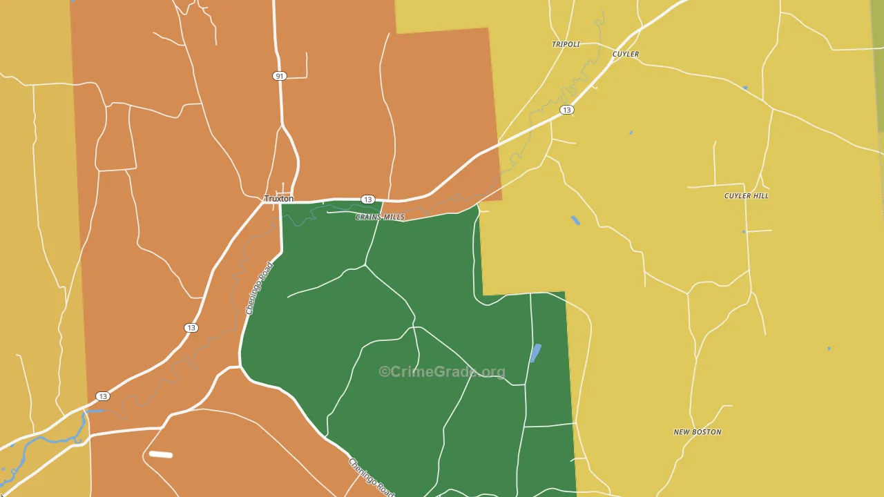 Truxton, NY Map of Robbery Rates
