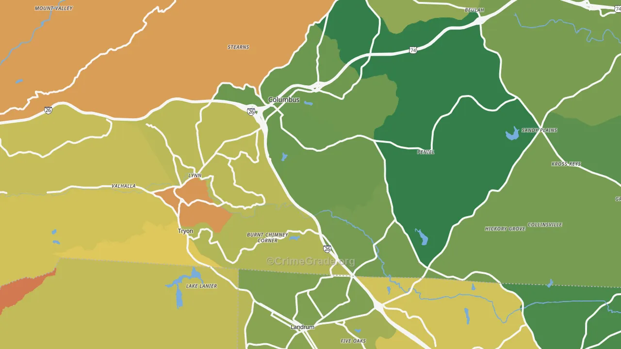 Tryon, NC Map of Robbery Rates