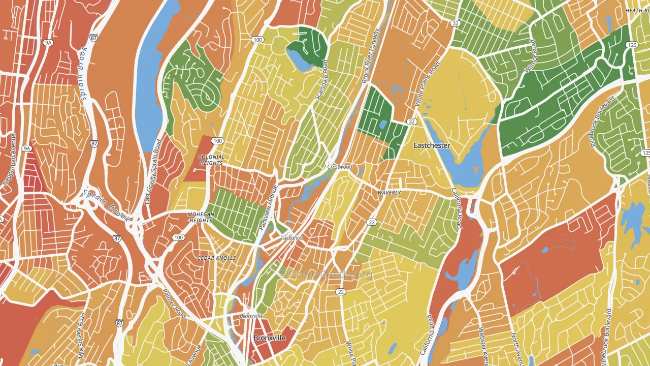 Tuckahoe, NY Map of Robbery Rates