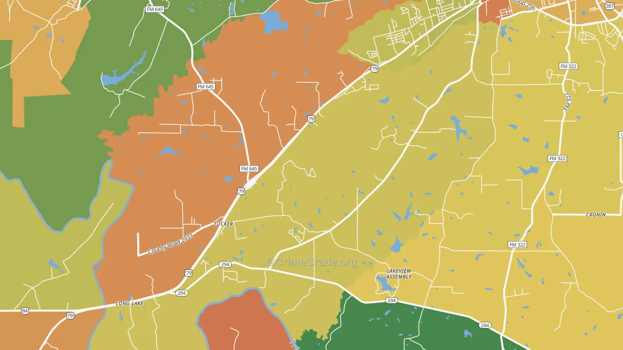 Tucker, TX Map of Robbery Rates
