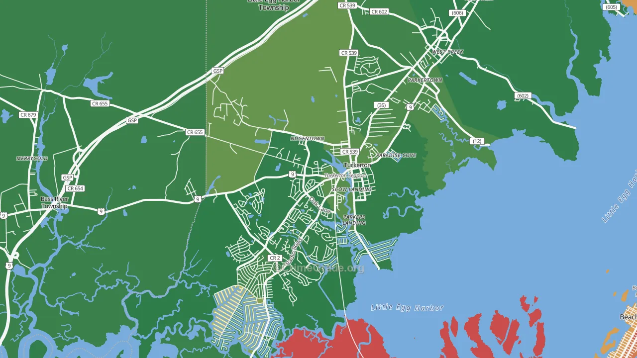Tuckerton, NJ Map of Robbery Rates
