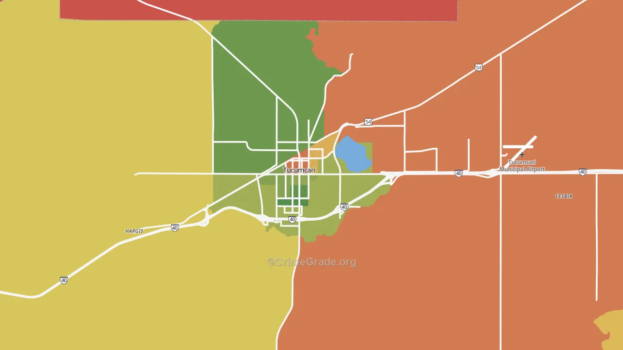 Tucumcari, NM Map of Robbery Rates