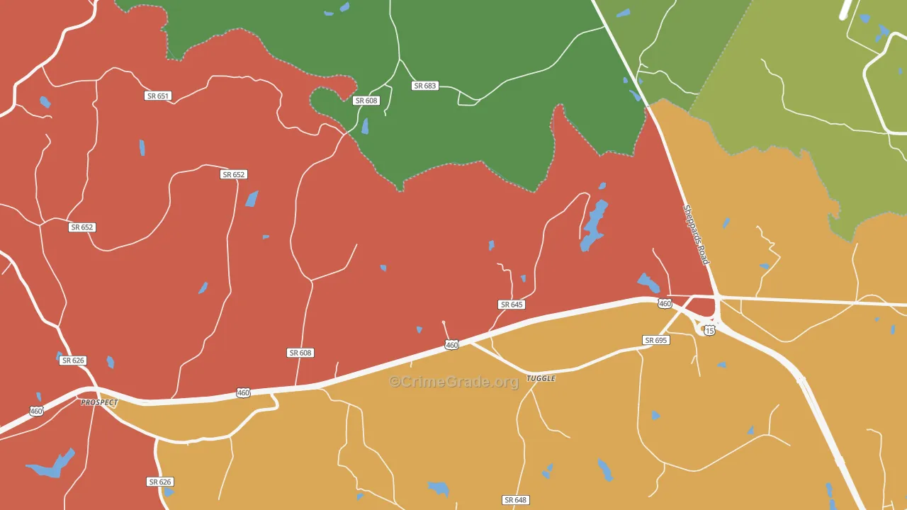 Tuggle, VA Map of Robbery Rates