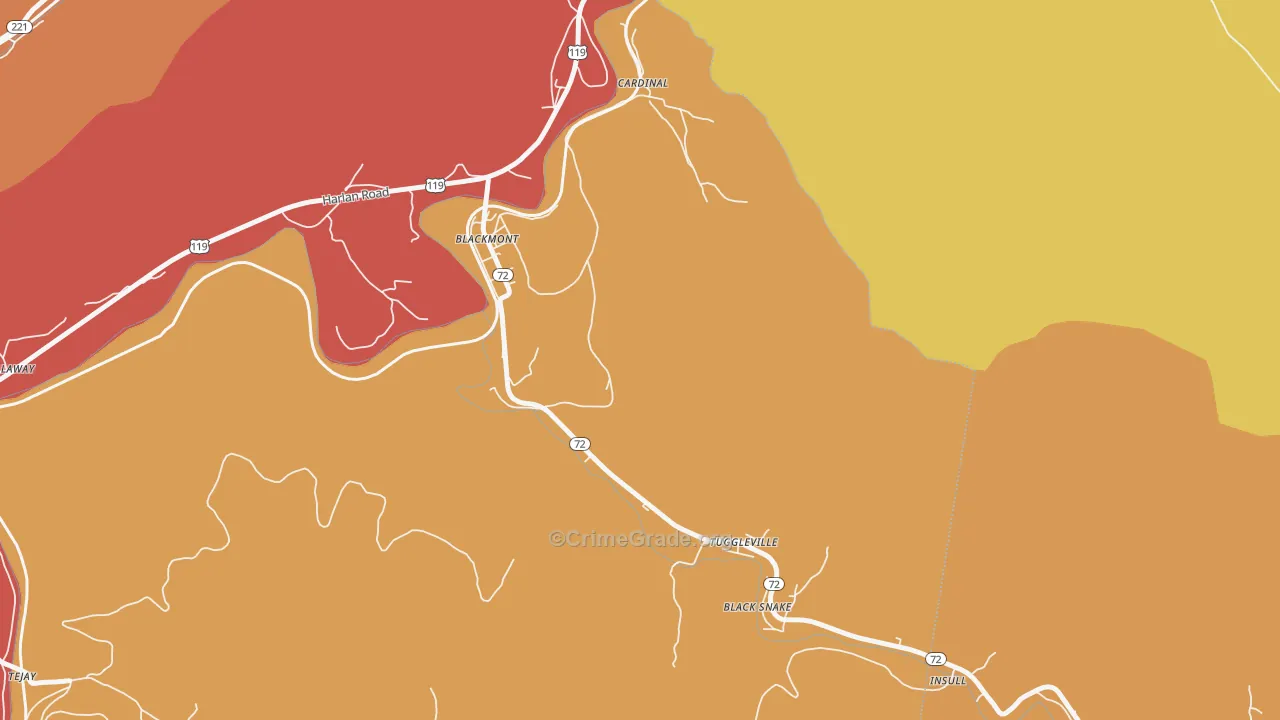 Tuggleville, KY Map of Robbery Rates