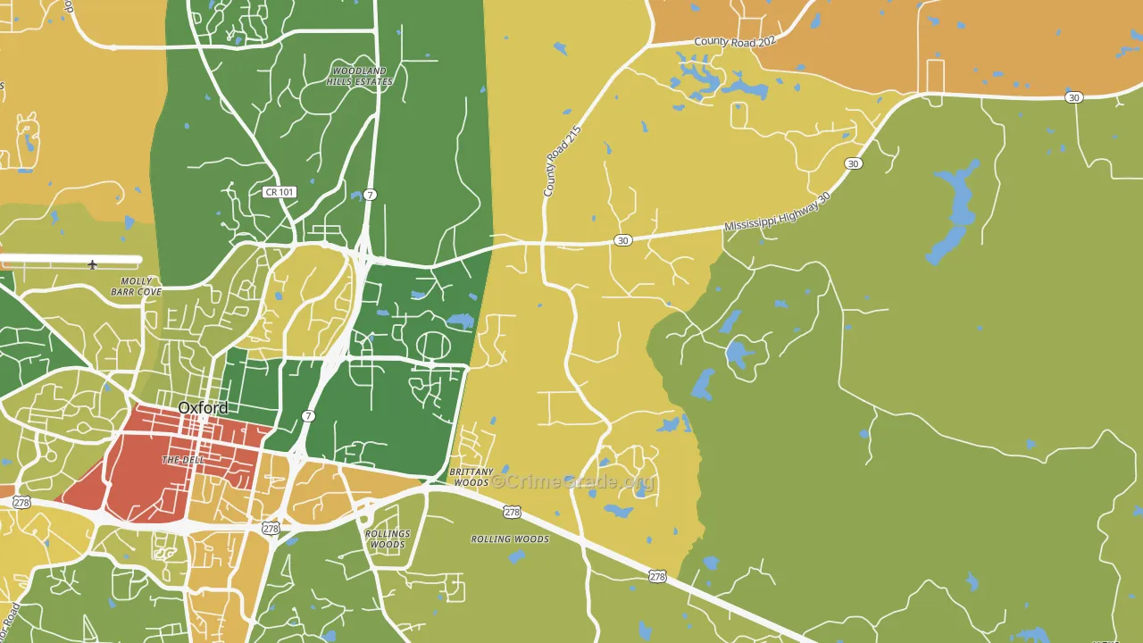 Tula, MS Map of Robbery Rates