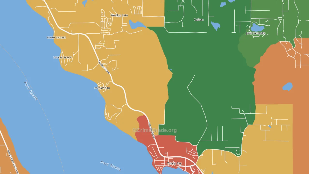 Tulalip, WA Map of Robbery Rates