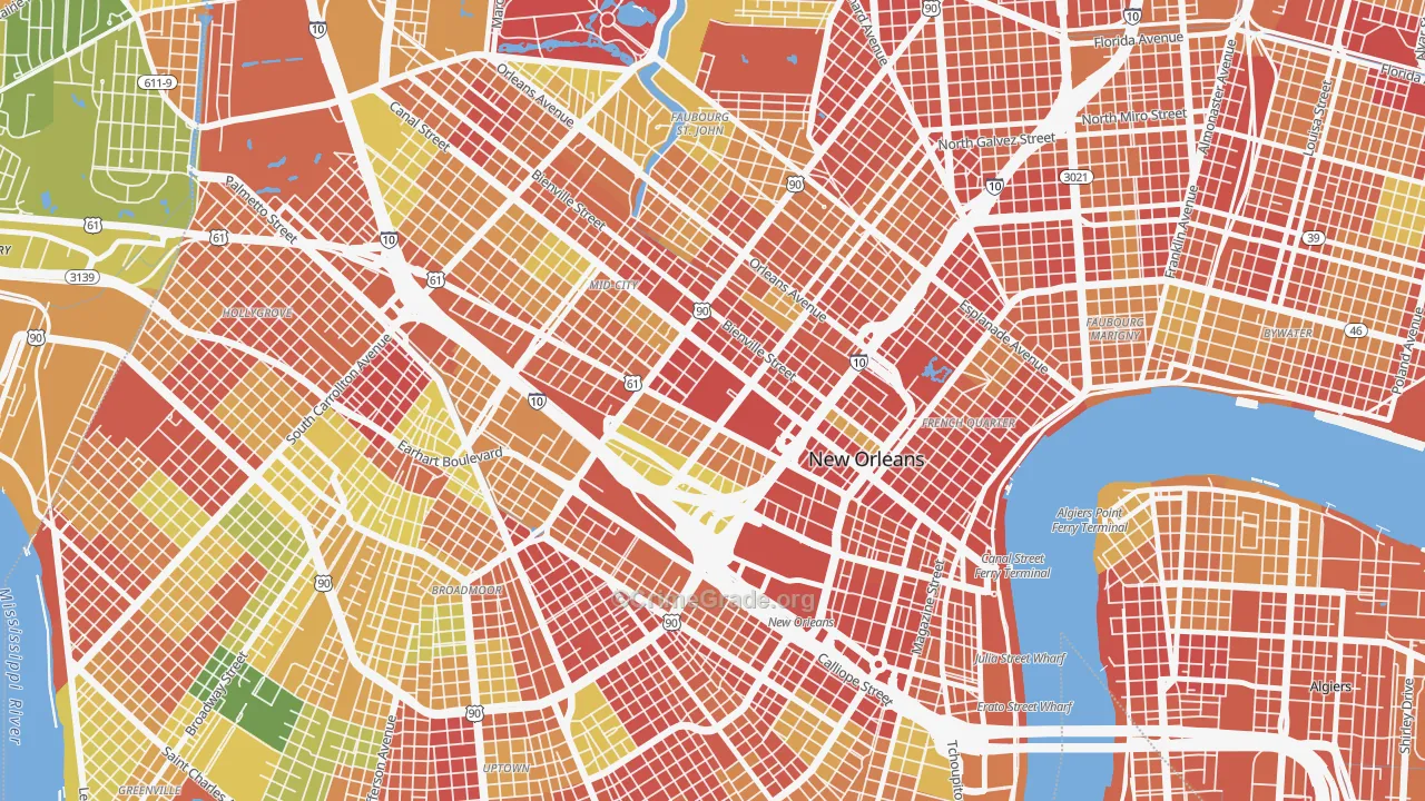 Tulane Gravier, New Orleans, LA Map of Robbery Rates