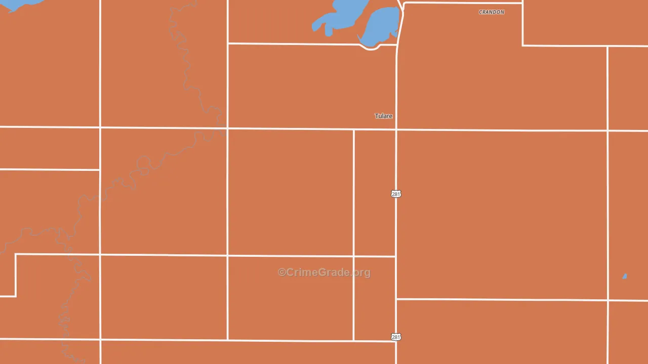 Tulare, SD Map of Robbery Rates