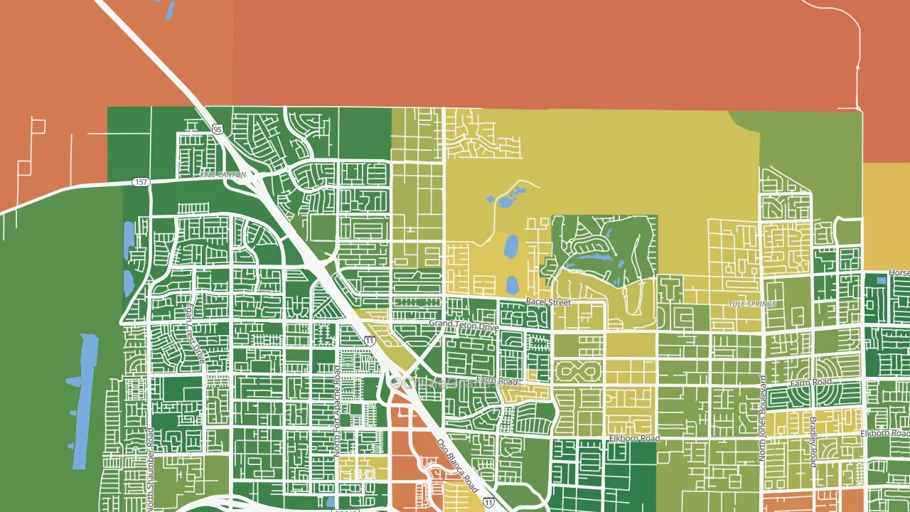 Tule Springs, Las Vegas, NV Map of Robbery Rates