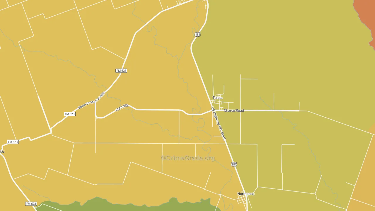 Tuleta, TX Map of Robbery Rates