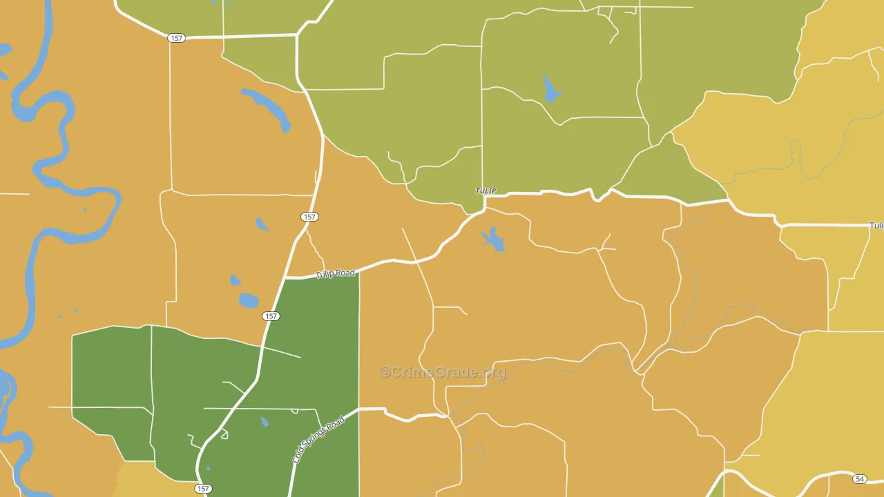 Tulip, IN Map of Robbery Rates