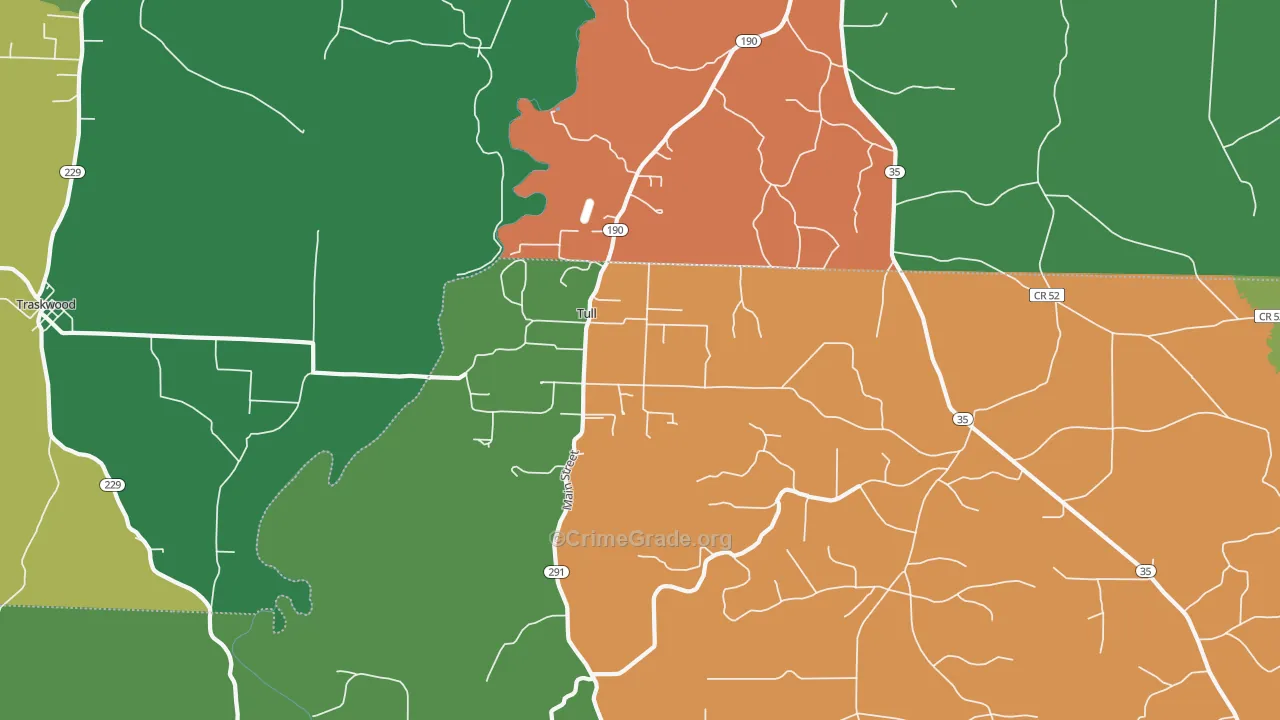 Tull, AR Map of Robbery Rates