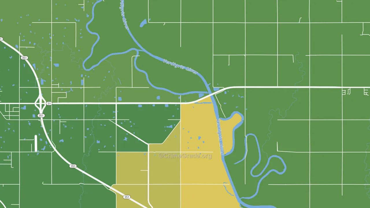 Tullahassee, OK Map of Robbery Rates