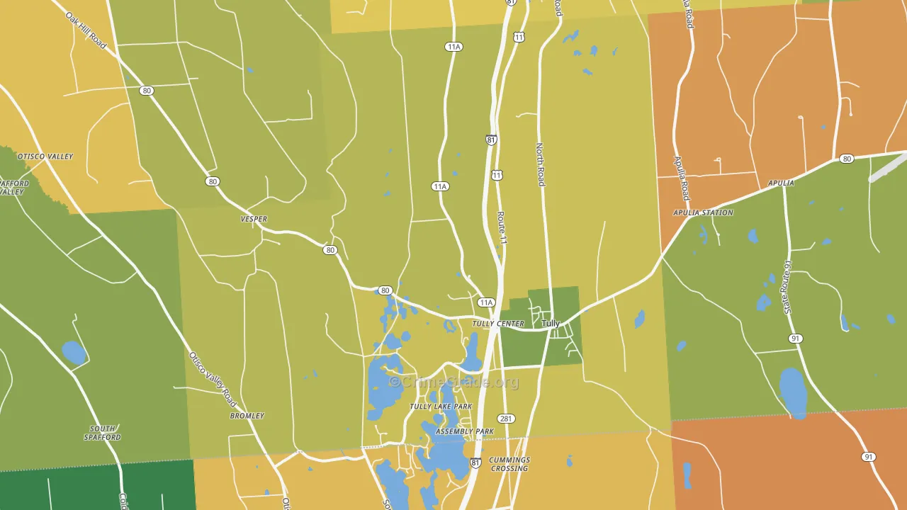 Tully, NY Map of Robbery Rates