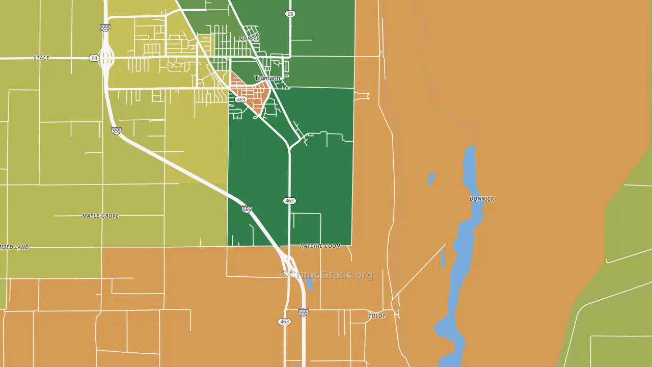 Tulot, AR Map of Robbery Rates