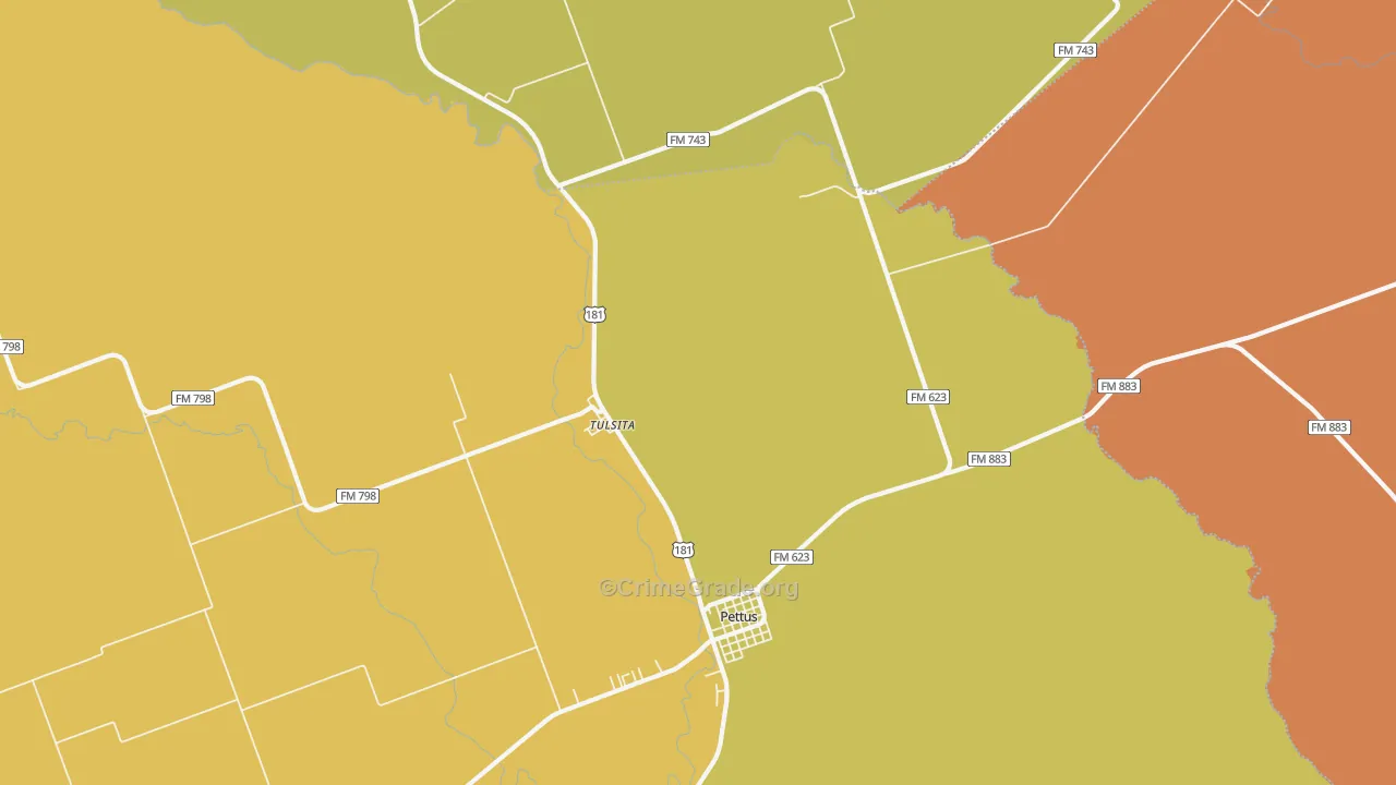 Tulsita, TX Map of Robbery Rates
