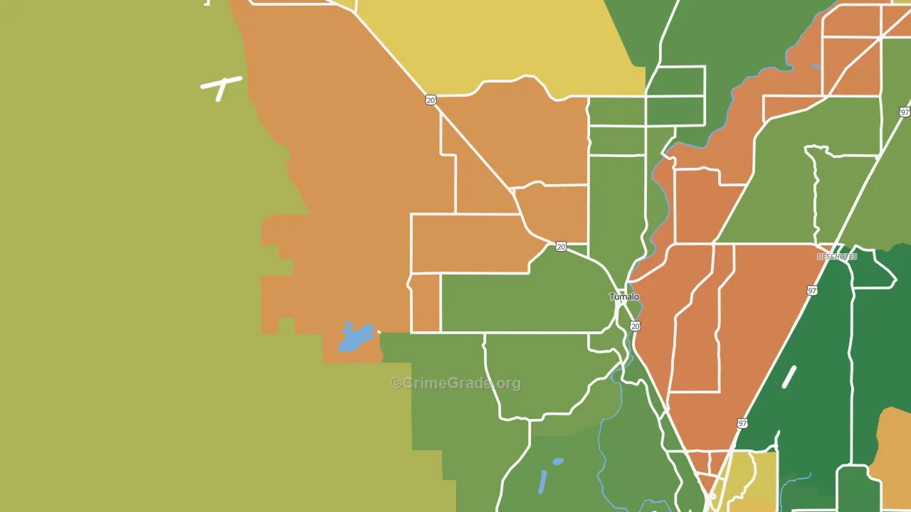 Tumalo, OR Map of Robbery Rates