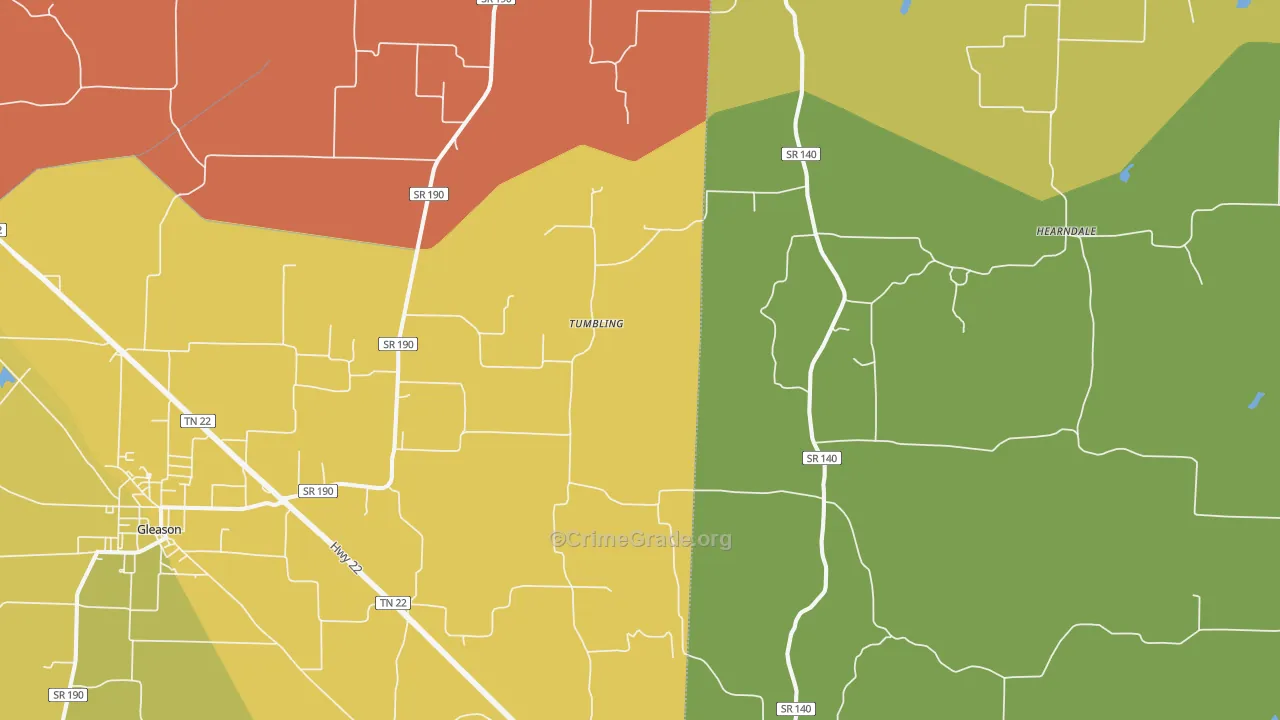 Tumbling, TN Map of Robbery Rates