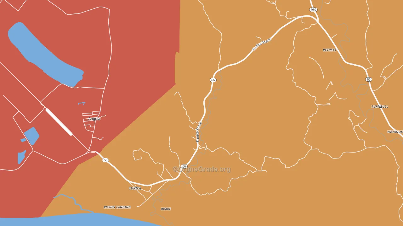 Tunica, LA Map of Robbery Rates