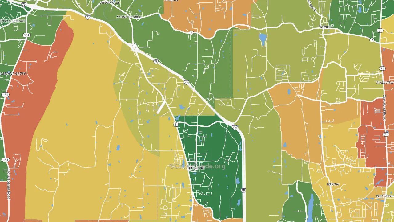 Tunnel Hill, GA Map of Robbery Rates