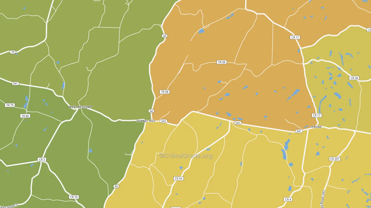 Tunnel Hill, OH Map of Robbery Rates