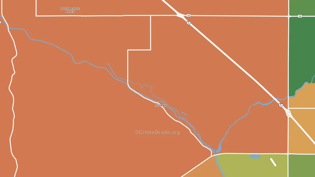 Tupman, CA Map of Robbery Rates