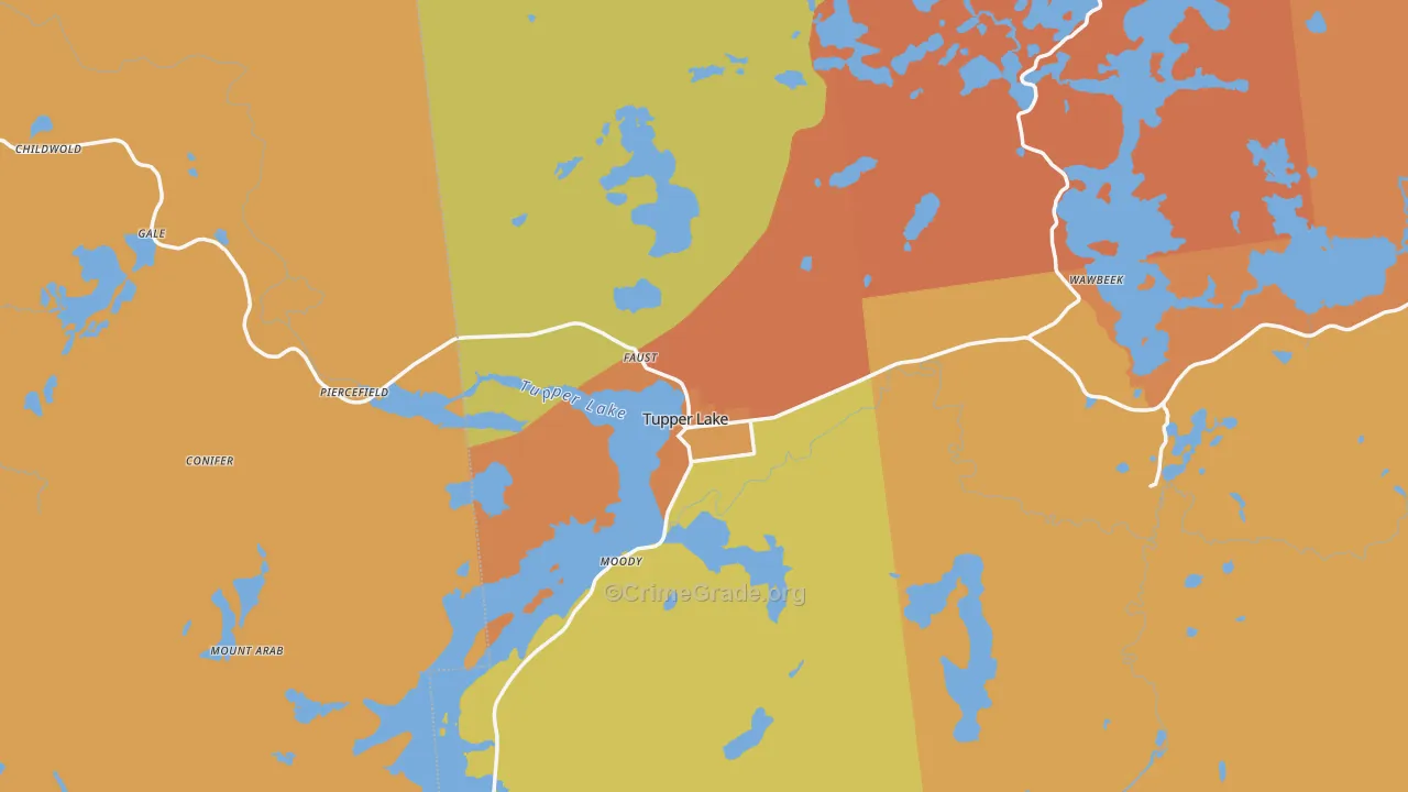 Tupper Lake, NY Map of Robbery Rates