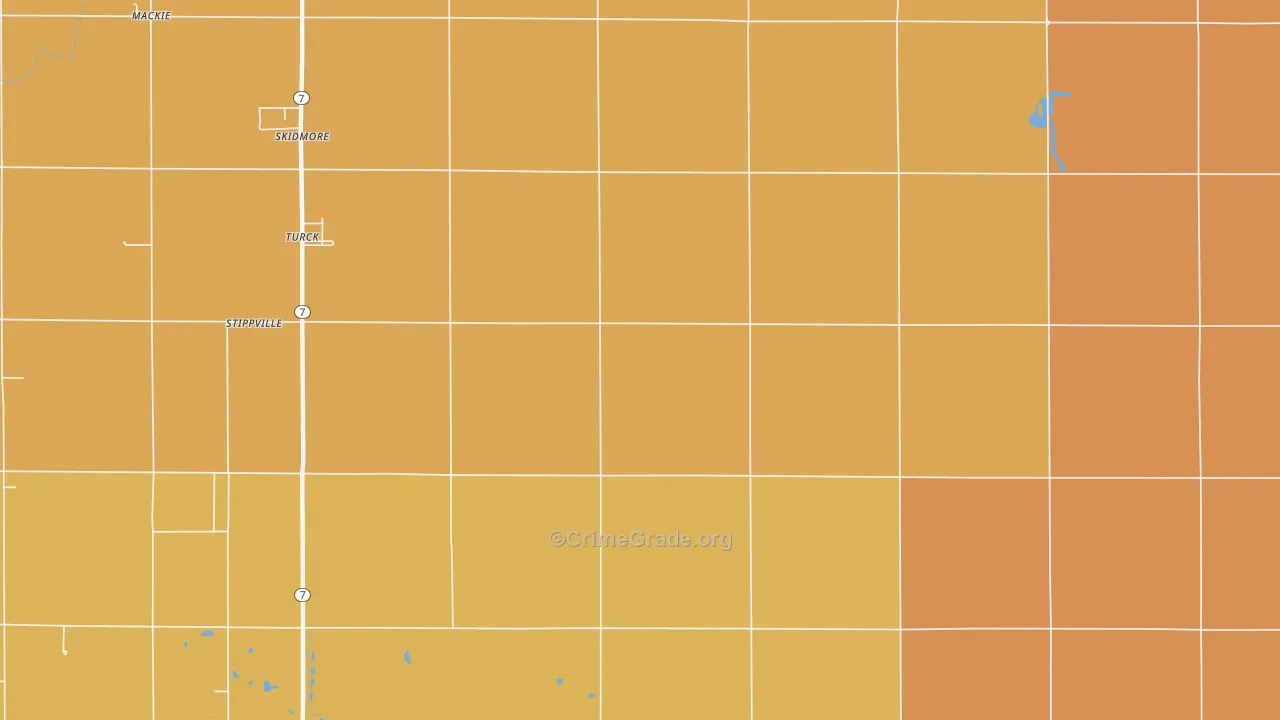 Turck, KS Map of Robbery Rates