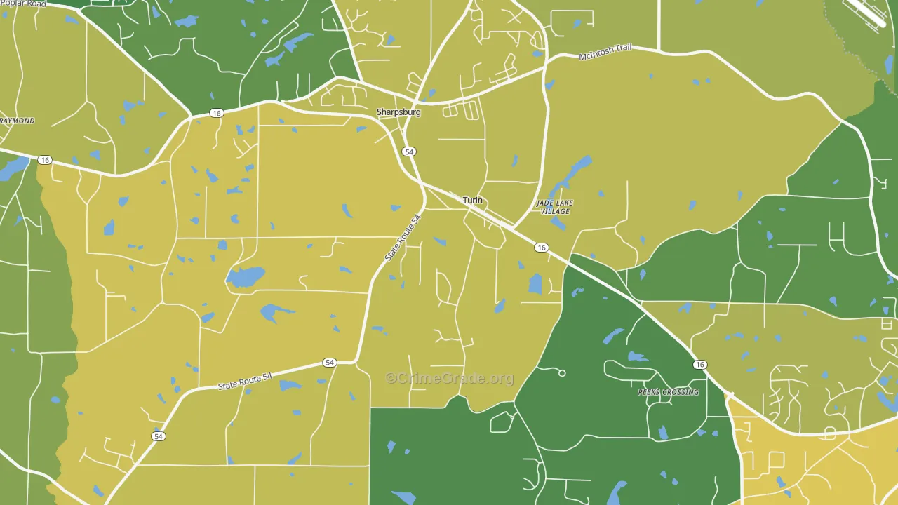 Turin, GA Map of Robbery Rates