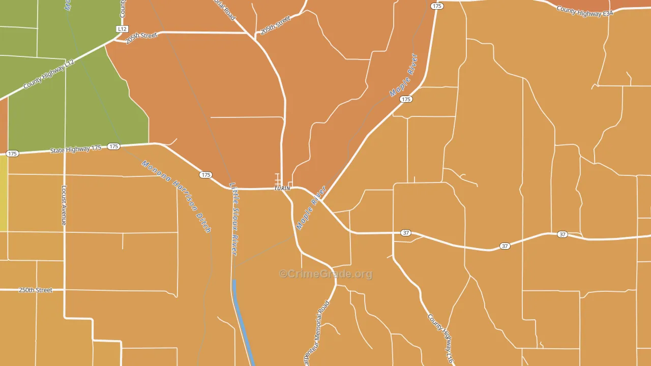 Turin, IA Map of Robbery Rates