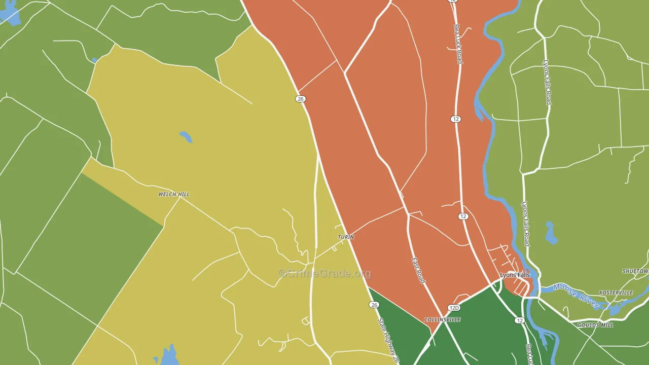 Turin, NY Map of Robbery Rates